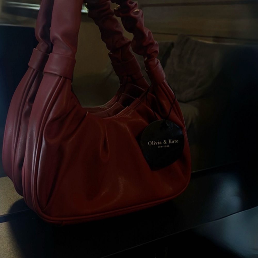 Olivia & Kate Deep Red Ruched Shoulder Bag